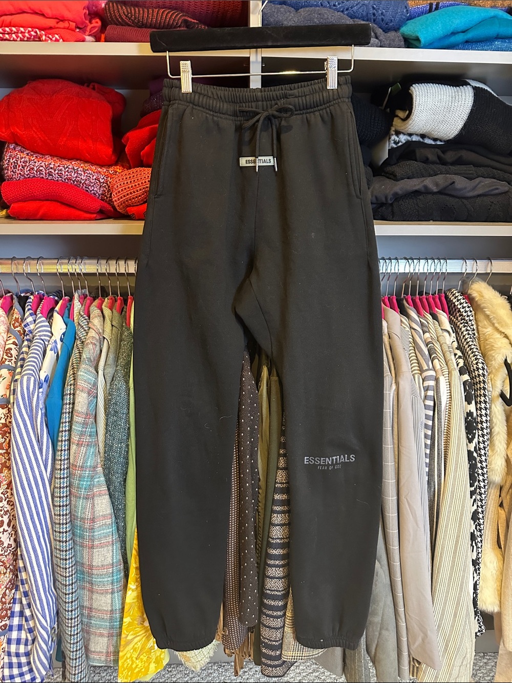 Essentials Fear of God black elastic waistband with tie jogger sweatpants size L